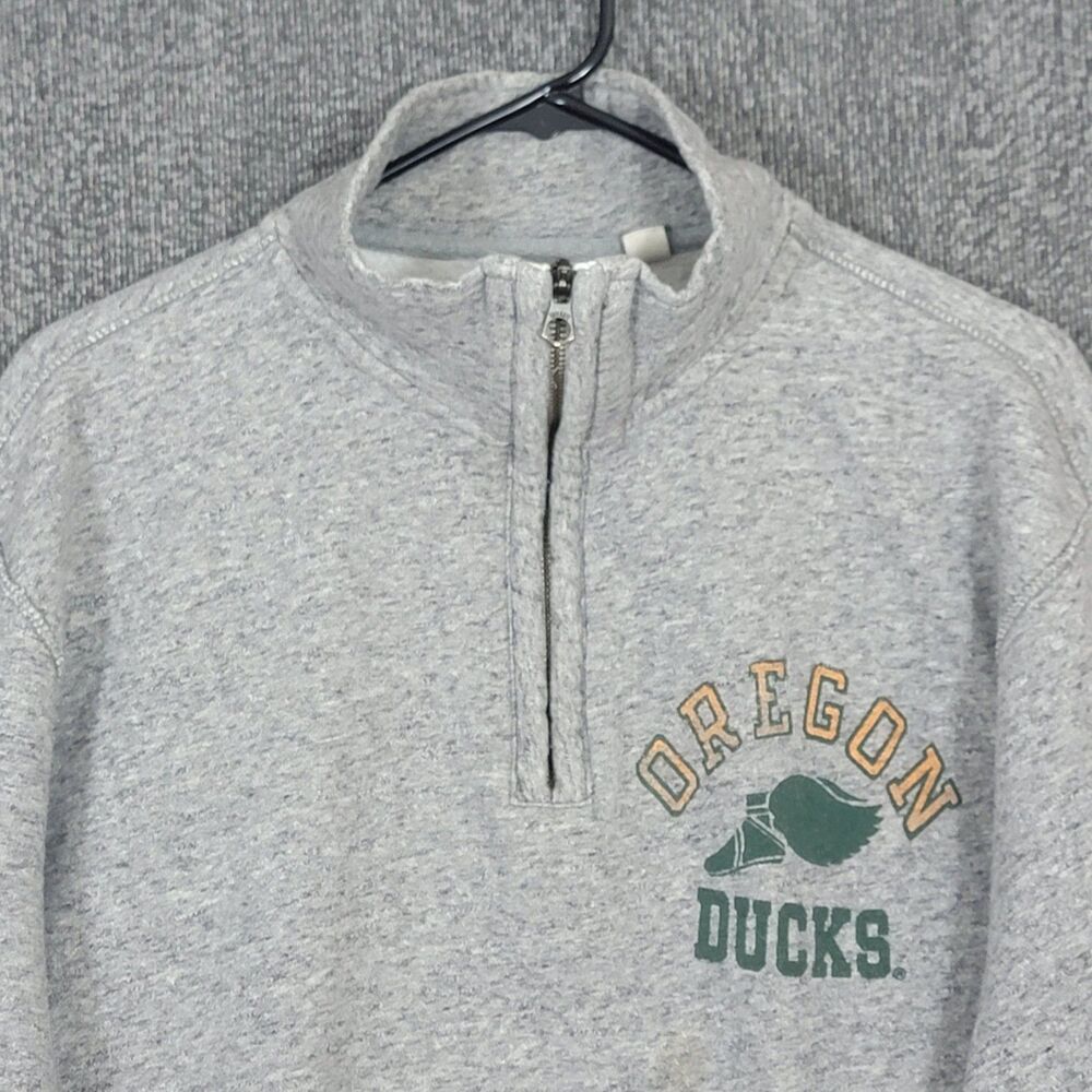 Oregon Ducks 1/4 Zip Sweatshirt Mens 2XL Gray NCAA Vintage Track & Field Logo